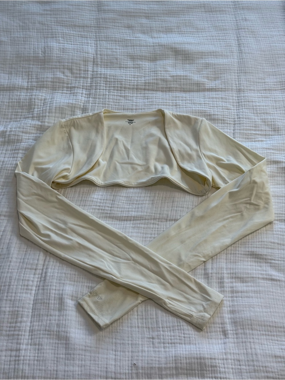Monday Swimwear Cream Long Sleeve Crop Top